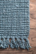 Nuloom Daniela Blue, 6' x 9', Handmade, Jute, Tassel, Soft and Textured, High Traffic, Stain Resistant, Easy Clean, Durable Area Rug for Bedroom, Living Room, Dining Space, Foyer, Entryway - color: Blue, size: 6' x 9' (Rectangular)