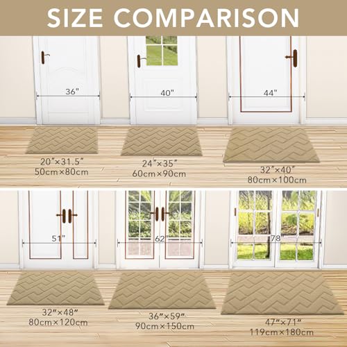 hicorfe Front Door Mat Outside Entrance,24"x35" Absorbent Muddy Dirt Resist Welcome Door Mats Outdoor Indoor,Stain and Fade Resistant,Non Slip Backing Entry Mat Doormat for Entryway (Beige) - color: Beige, size: 35" x 24" (Rectangular)