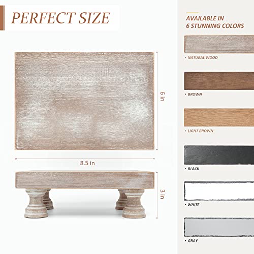 EOSAHR Farmhouse Riser for Room Decor : Decorative Pedestal Stand For Display Your Home Decorations and Uniquely Soap Stand - Rustic Bathroom Counter Tray and Kitchen Decor (Natural Wood) - color: Natural Wood - Paulownia Wood