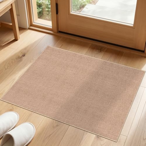 Washable Easy Jute Rug 2x3： Family & Pet-Friendly Non-Slip Area Rug - Ultra-Thin Low Pile Farmhouse Boho Carpet for Entryway Kitchen Bedroom Patio,Indoor Durable Floor Mat (2x3 Beige) - color: Beige, size: 3' x 2' (Runner)