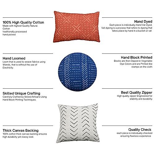 Trade Star Handloomed Throw Pillow Cover 100% Cotton Mudcloth Pillow Cover Tribal Print Boho Accent Bedroom Decoration Cushion Cover Handmade Indian Pillow Case Long Lumbar Cushion Case - color: Black (Maple), size: 22" x 14" (Pack of 1)