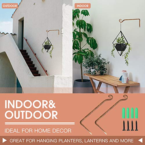 Jardim 2 Pack 10 Inch Premium Decorative Metal Iron Wall Hangers for Home Decor, Indoor Outdoor Plant Bracket Rustic Hanging Gardening Hooks for Planters, Bird Feeders, Lanterns, Wind Chimes (Coffee) - color: Coffee, size: 10 Inch