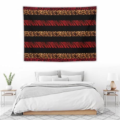 DDCBNS Red and Black Stripes Zebra Leopard Fur Print Wall Tapestry - Wild Animal Skin Texture Art for Bedroom Living Room Dorm Decor 40" x 30" - color: Animal Skin_2, size: 40"L x 30"W