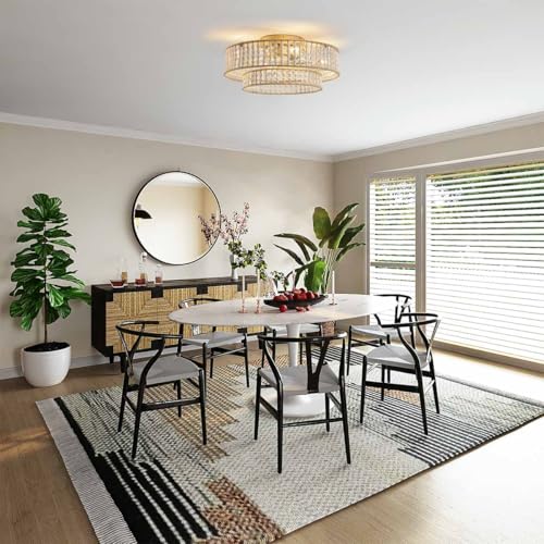 20" Boho Ceiling Fan with Lights Flush Mount,Bohemia White Wood Bead Close to Ceiling Fan Light, 4 Lights Low Profile Enclosed Ceiling Fans with Remote Control for Bedroom Living Room Kitchen - color: White-2
