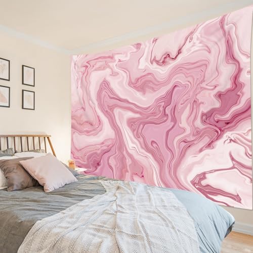 SCECALA Pink Swirl Marble Tapestry Abstract Pink and White Swirl Marble Texture Wall Tapestry Cute Pastel Wall Hanging for Bedroom Living Room College Dorm Photography Party Home Decor 80x60 Inch - color: Pink and White, size: 60"L x 80"W