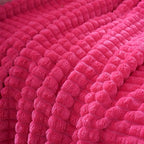 Puncuntex Flannel Fleece Throw Blanket Hot Pink 50"×60",Super Soft Plush Cozy Blanket with 3D Jacquard Square Grid Design Luxury for Couch Sofa Chair - color: Hot Pink, size: 50"×60"