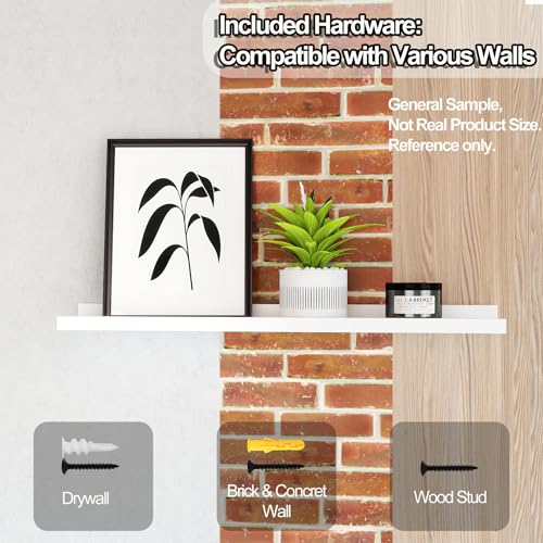 White Floating Shelves for Wall Decor, Long Wall Mounted Storage Shelf for Bedroom, Living Room, Bathroom, Kitchen, Nursery, Display Picture Ledge Shelf with Lip Set of 2-24 Inches, White - color: White, size: 23.6in