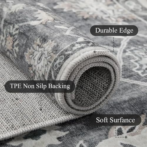Boho Vintage Distressed Area Rug - Large Machine Washable Non-Slip Carpet, Low Pile Soft for Living Room Bedroom Office Dorm Nursery Dining, Indoor Home Decor(46x76cm（1.5x2.5ft）