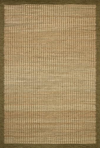 Loloi Amber Lewis Lilah Collection LIH-01 Natural/Olive 2'-3" x 3'-9" Accent Rug Jute, Wool, Cotton, Neutral, Living, Bedroom, Dining, Rug - color: Natural / Olive, size: 2'3" x 3'9" (Rectangular)