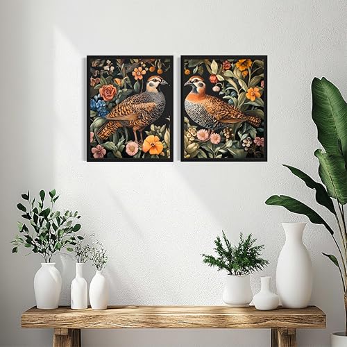 Quails William Morris Wall Art Poster Prints, Vintage Flowers Tapestry, Floral Decor for Living Room, Bedroom, Office, Bathroom AA12 (Quails, 18 x 24 inches (2 Panels), Unframed) - color: Quails, size: 18 x 24 inches (2 Panels)