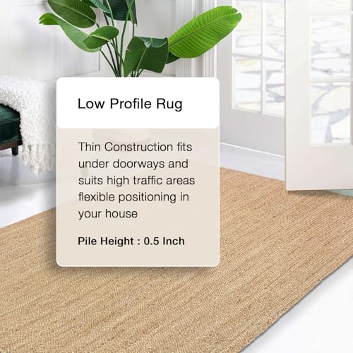 Chardin home Hand Woven Natural Jute Braided Area Rug – 8x10 Feet Rectangle | Vintage Boho Reversible Rug for Living Room, Bedroom, Dining Area, Entryway | Farmhouse Natural Fiber Floor Covering - size: 8' x 10' (Rectangular)
