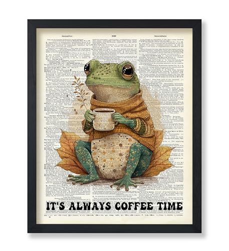 Poster Master Dictionary Poster - Retro It's Always Coffee Time Print - Frog & Coffee Art - Cafe & Preppy Art - Trendy & Funny Kitchen or Restaurant Decor - 8x10 UNFRAMED Wall Art - color: Style-05, size: 8"L x 10"W