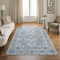 Bloom Rugs Caria Washable Non-Slip 4x6 Rug - Blue Traditional Area Rug for Living Room, Bedroom, Dining Room, and Kitchen - Exact Size: 4' x 6' - color: Blue, size: 4' x 6' (Rectangular)