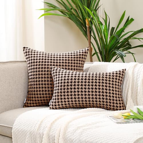 The Perfect Combination of AMAROTI Coffee Color and Gray, Exquisite Windmill Texture Pattern, 20X20 inch Farmhouse Living Room Sofa More Upscale Enjoy Jacquard Craft and Velvet Texture Fabric - color: Coffee Pattern and Gray Pattern, size: 20" x 20" (Pack