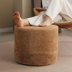 Tiita Pouf Ottoman and Foot Rest, Round Foam Stuffed Floor Pouf with Storag for Living Room, Brown - color: Round Brown