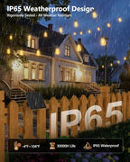 Brightown 175FT Solar String Lights Outdoor Waterproof with Remote, 56+2 LED Shatterproof Bulbs, Dimmable & Timable, 3 Light Modes - Commercial Grade Patio Lights for Garden Backyard Party Decor - size: 175FT(56 Sockets)