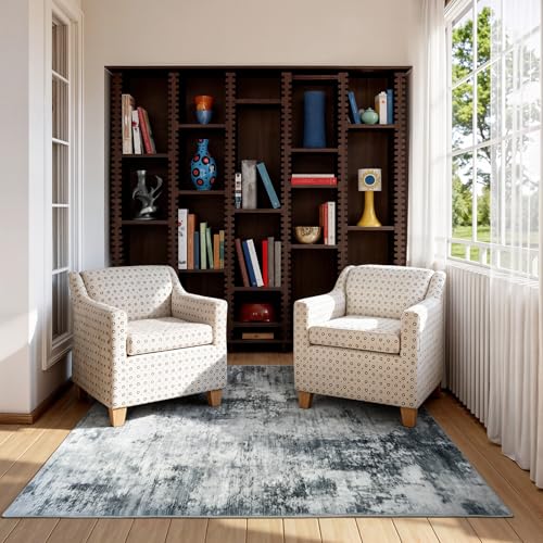 CRYPTOLITE Abstract Area Rug Washable Rug with Non-Slip Backing Low Pile Area Rugs for Living Room, Bedroom, Dining Room,4x6, Grey - color: Abstract Original - Grey, size: 4' x 6' (Rectangular)