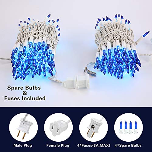 Brizled Blue Christmas Lights, 69.6ft 300 Count Mini Incandescent String Lights Connectable, 120V UL Certified String Lights White Cord, Indoor Xmas Lights for Bedroom Outdoor Tree Party Decorations - color: Blue