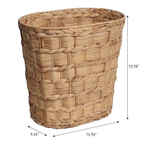 happimess HPM1401A-SET2 Miles Rustic Farmhouse Handwoven Water Hyacinth 4.5-Gallon Tapered Oval Wicker Watebasket, Natural (Set of 2) - color: Natural