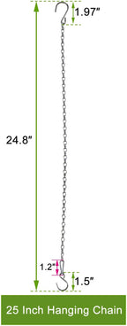 Chain for Hanging Plants,25 Inch Silver Hanging Chain Basket Kits with Hooks for Bird Feeder Plant Extender Porch Wind Chime (Silver, 25 Inch-4PCS)