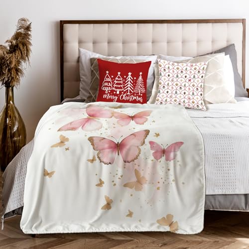 Pink Butterfly Throw Blanket for Couch, Butterfly Room Decor for Girls, Watercolor Butterflies Aesthetic Throw Blanket for Girls Bedroom Living Room Home Decoration, 50x60 Inches - color: Color_9