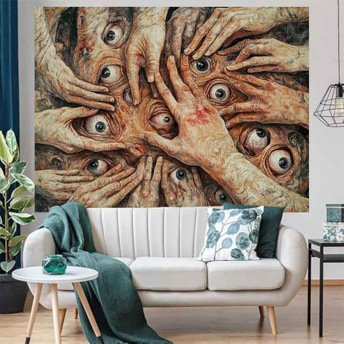 LATETOMT Abstract Tapestry Creepy Hands Tapestry for Halloween Horror Tapestries Gothic Surreal Canvas Print Wall Art for Halloween Party Terrifying Atmosphere LTMTAYW304 - color: Style-3, size: Customize