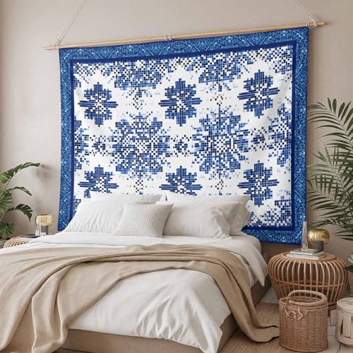 Ogeapare Bohemia Tapestry Boho Vintage Floral Aztec Vibrant Tapestry Wall Hanging for Bedroom Living Room Office Aesthetic Home Wall Art Decor - 28" L×23" W - size: 28"L x 23"W