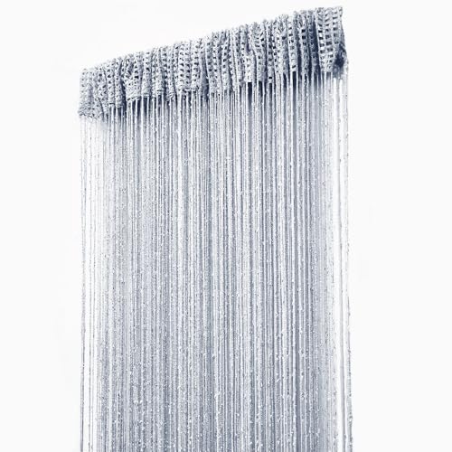 ave split Decorative Door String Curtain Wall Panel Fringe Window Room Divider Blind Divider Tassel Screen Home 100cm*200cm (Silver18) - color: Silver18