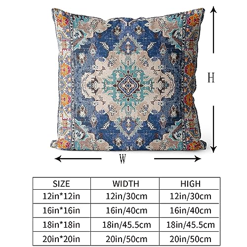 Snycler Boho Throw Pillow Covers 20x20 inch Set of 2 Boho Rug Carpet Double Sided Pattern Cotton Soft Pillow Case Cushion Cover Pillowcase for Couch Sofa Bed Decorative (Blue) - color: Boho-1, size: 20" x 20" (Pack of 2)