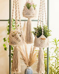 Sturdy Hidden Metal Ring and Natural Braided Cotton Cord Hippie Planters for Home Dcor Wall Hanging Planters (Single)