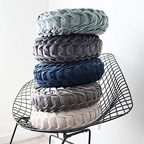 Round Filled Cushion,Velvet Cushions,Pleated Round Pillow, Scatter Cushion Home Decorative for Home Sofa Chair Bed Car Decor