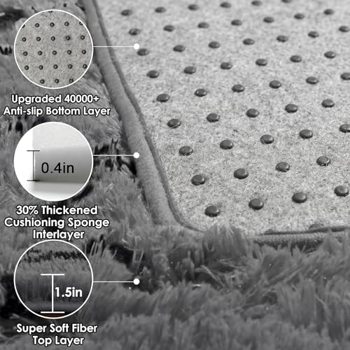 ONASAR Area Rugs for Bedroom Living Room, Fluffy 4x6 Grey and Black Bedside Rug for Nursery Kids Teen Dorm, Soft Shaggy Geometric Plush Fuzzy Indoor Floor Carpet for Home Decor Aesthetic - color: 1- Grey / Black, size: 4' x 6' (Rectangular)