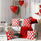 Fourluoo 4 Pcs Valentine's Day Throw Pillow Covers 18x18 Inch Soft Heart Decorative Pillowcase Plush White Red Soft Plush Pillow Covers Cushion Case Decorations for Sofa Living Room Valentine Gift - style: Heart