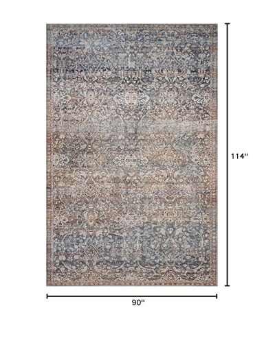 Loloi Chris Loves Julia Jules Collection JUL-06 Denim/Spice 7'-6'' x 9'-6'', .13" Pile Height, Area Rug - color: Denim / Spice, size: 7'6" x 9'6" (Rectangular)