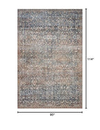 Loloi Chris Loves Julia Jules Collection JUL-06 Denim/Spice 7'-6'' x 9'-6'', .13" Pile Height, Area Rug - color: Denim / Spice, size: 7'6" x 9'6" (Rectangular)