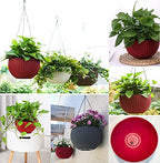 Hanging Basket Plastic Flower Pot Round Resin Garden Hanging Planter for Indoor Outdoor Plants 2 Pack Mulberry - color: 8 Inch Fushia