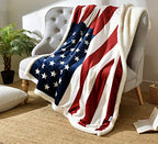 UKELER US Flag Patriotic Sherpa Throw Blanket 50''×60'', American National Flag Fleece Blanket for Bed/Couch/Sofa/Office/Camping, USA Military Veteran July 4th Gift - color: B-american Flag, size: 50''x60''