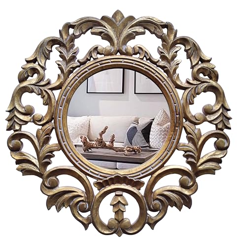 JFY Designs Wall & Accent Mirror Wall Décor - Vanity Mirror with Engineered Wood Frame, Boho Farmhouse Wall-Mounted Mirrors for Bathroom, Entryway, Living Room - color: Bellare Gold, size: 24"L x 24"W