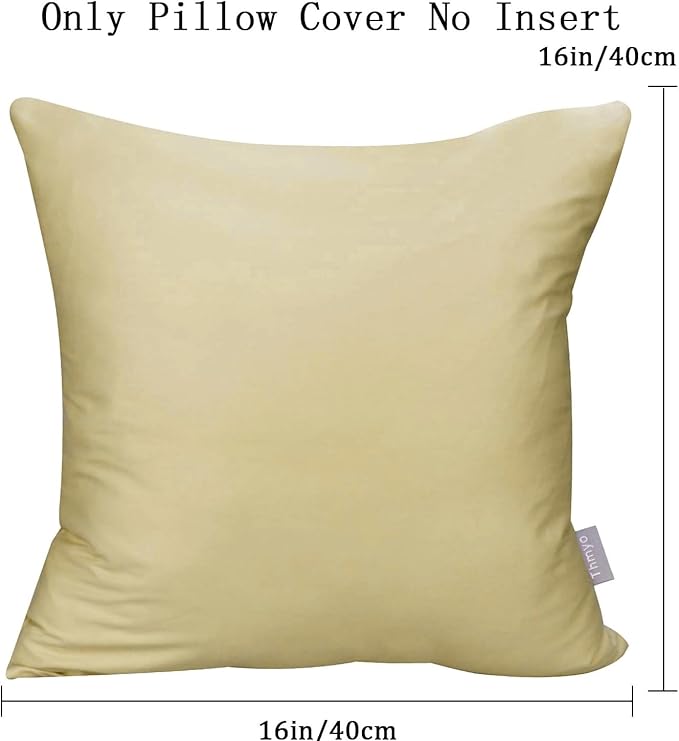 4-Pack 100% Cotton Comfortable Solid Decorative Throw Pillow Case,Thmyo Square Cushion Cover Pillowcase Sublimation Blank Pillow Covers DIY Throw Pillowcase for Couch Sofa(16x16 inch/ 40x40cm,Khaki)