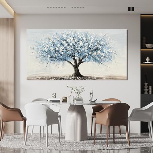 Canvas Wall Art Decor Wall Art Pictures for Living Room Vintage White Blue Wall Art Prints Tree of Life Wall Art Decorations Canvas Art Wall Decor Artwork for Walls Bedroom Office Decor 20" X 40" - color: XY-01J, size: 40"L x 20"W