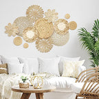 Glenmal Set of 13 Boho Wall Basket Decor Woven Rattan Flat Baskets Handmade Boho Wicker Bamboo Seagrass Wall Hanging Decor for Bedroom Living Room Dining Room Office Ready to Hang(Plain) - style: Plain