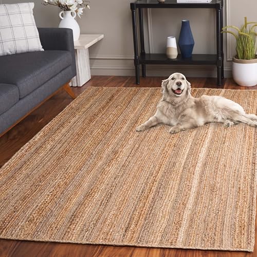 SAFAVIEH Natural Fiber Collection Area Rug - 5' x 8', Natural, Handmade Farmhouse Jute, Ideal for High Traffic Areas in Living Room, Bedroom (NF923A) - size: 5' x 8' (Rectangular)