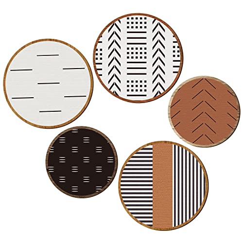 Yulejo 5 Pcs Western Aztec Wall Decor Southwestern Walls Art Vintage Boho Farmhouse Geometric Hanging Sign for Home Kitchen Bathroom Bedroom Living Room Mexican Wall Decor