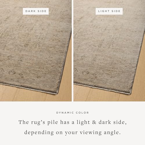 Loloi Magnolia Home by Joanna Gaines Junie Collection JUE-02 Oatmeal/Smoke 2'-7" x 8'-0", .38 Pile Height, Runner Rug - color: Oatmeal / Smoke, size: 2'7" x 8' (Rectangular)