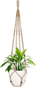 1 Pack Macrame Plant Hanger,Hanging Plant Holder, Boho Home Decor Hanging Basket with Wood Beads,Hanging Planters for Indoor Plants,Plant Hanger Indoor 43" Brown (POTS NOT Included)