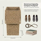 Household Essentials Wicker Stair Basket with Handles, Handwoven Seagrass, Natural - style: Seagrass and Corn Husk