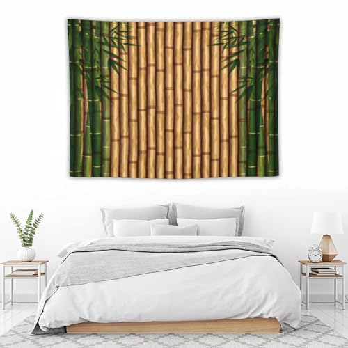 HZOHNAGO Bamboo Tapestry Retro Brown Bamboo Green Leaves Pattern Printed Wall Tapestry Painting Wall Hanging for Bedroom Living Room Dorm 40" W x 30" H - color: Bamboo-3, size: 40"L x 30"W