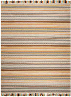 SAFAVIEH Area Rug 8x10 - Montauk Collection - Large - Beige & Multi, Handmade Cotton, Boho Stripe Fringe Design, Ideal for Living Room, Bedroom, Office, Dining Space (MTK901A) - color: Beige/Multi, size: 8' x 10' (Rectangular)