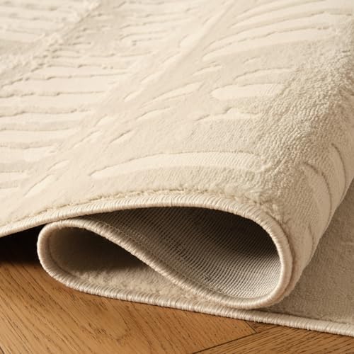 Revival Rugs Shell 7'x9' Area Rugs for Living Room Bedroom Dining Room - Washable, 100% Recycled, Oeko-TEX Certified, Modern, Medium Pile, Beige, Cream - color: Beige/Cream, size: 6'7" x 9' (Rectangular)