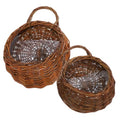 LIOOBO 2pcs Woven Rattan Wall Hanging Flower Pots Set Small Medium Plant Containers for Indoor Outdoor Garden Rustic Hanging Planter Baskets for Succulents